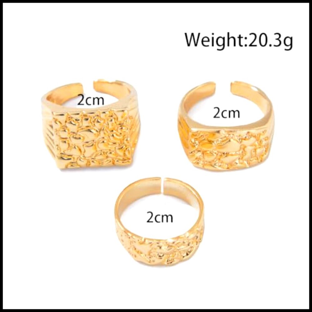 Gold Stackable Knuckle Rings Set, Hammered Geomet… - image 5